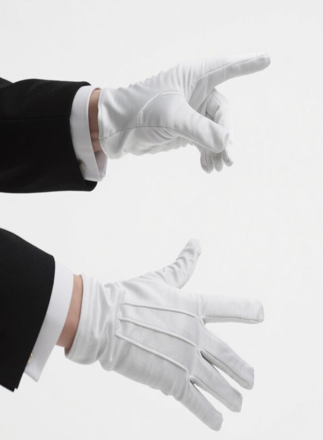 Hftjtsa 12 Pairs Adult White Uniform Gloves Nylon Cotton Parada Costume Gloves for Police Formal Tuxedo Guard Women Men (12, White, one size) - Image 3
